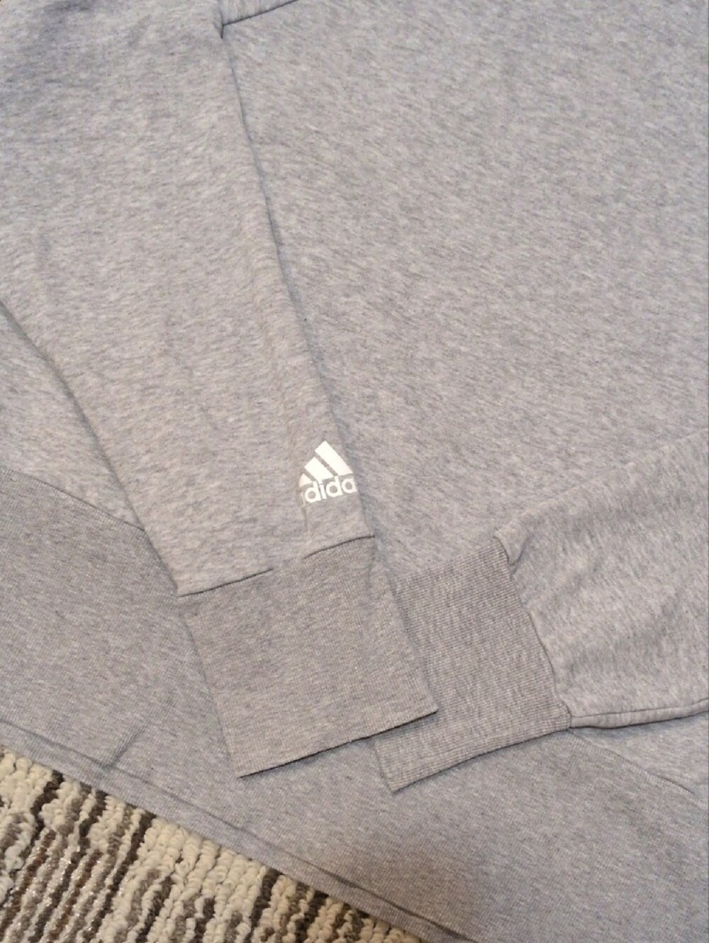 adidas Grey Cropped Pullover Hoodie with White Logo - Picture 7 of 9